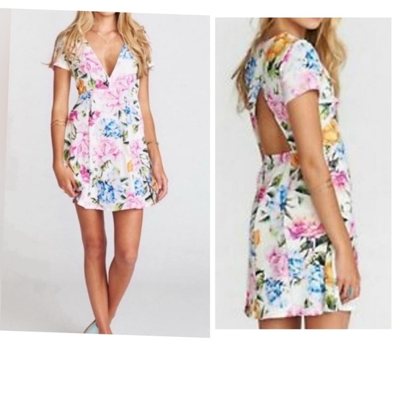Show Me Your MUMU-white floral dress size Small Ibiza style, retail $139-EUC - Picture 1 of 10